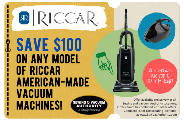 Coupon for Riccar American Made Vacuum Machines at the Sewing and Vacuum Authority