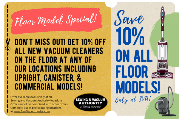 Coupon for Floor Model Vacuum Cleaners at the Sewing and Vacuum Authority